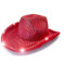 LEEMASING LED-Hut, Cowboy-Pailletten-Partykappe, blinkend, beleuchtet, Tanzparty, Cowboy, für Weihnachten, Halloween, Geburtstag, Hochzeit, Festival, Party (Rot)