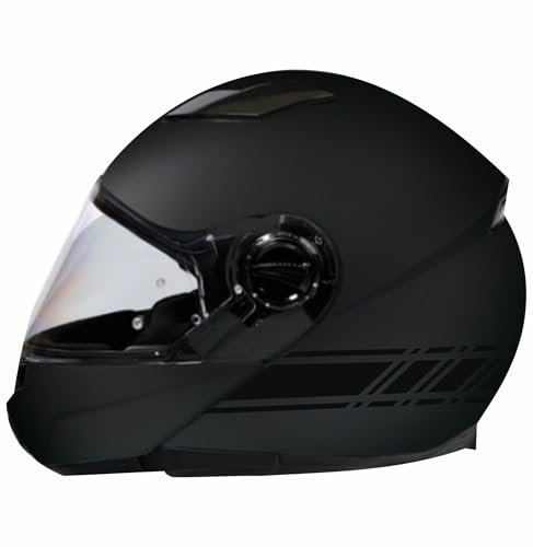 DualColorStampe Aufkleber für Motorradhelm, Motorrad, Motorroller, Universal-Streifen, sportliches Design, Artikelnummer: C0057 (schwarz)