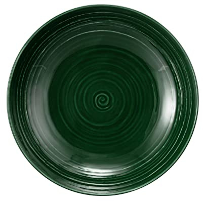 Seltmann Weiden Terra Suppenteller, 21 cm, Tiefer Essteller mit spiralförmigem Relief, Spülmaschinen- und mikrowellenfest, Porzellan, Moosgrün