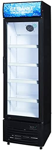 Gastro-Cool Getränkekühlschrank, Displaykühlschrank, Glastürkühlschrank, Werbedisplay, schwarz-weiß, GCDC280