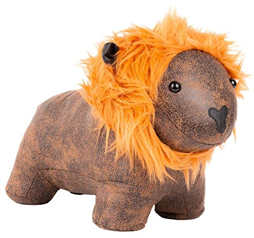 Paoletti Faux Fur Lion Doorstop – Heavyweight, Sand Filled, Decorative Animal Door Stopper, Polyester, 22 x 24 x 15 cm
