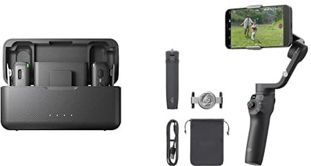 DJI Osmo Mobile 6 Premium Vlogging Combo, Intelligent Phone Gimbal, Object Tracking, Built-In Extension Rod, Android and iPhone Stabilizer, Slate Gray, with a DJI Mic (2 TX + 1 RX + Charging Case)