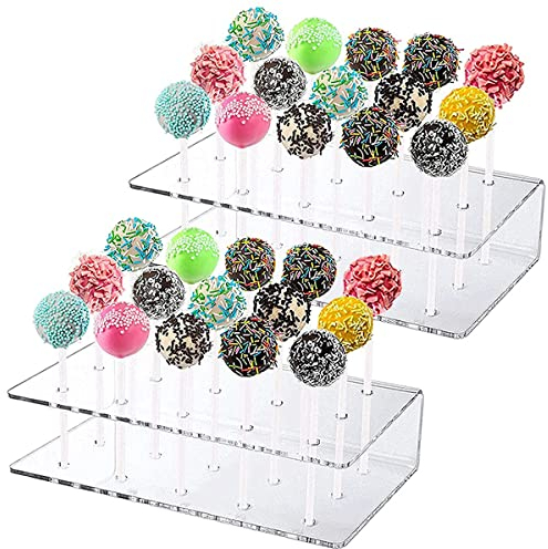 2 pièces Support Sucette,Support Cake Pop,Presentoir De Sucettes,16 x 9 x 4cm Supports à Sucettes en Acrylique 15 Trous Cake Pop Stand,Présentoir à Sucettes, pour Mariage, Anniversaire, Déco De Noël
