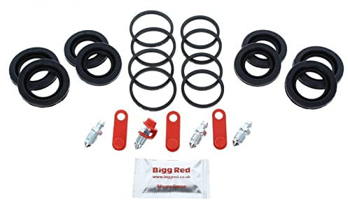 Bigg Red - Brake Caliper Seal & Bleed Screw Repair Kit - Front Left or Right - Includes Bleed Nipple - Fits 4 Piston Calipers - Compatible with Select Models