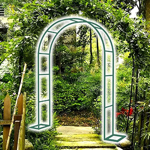 ZWPILY Rosenbogen, Garten-Torbogen Aus Metall, Pergola Rankhilfe Verzinkt Rost, Laubengang Rankgestell Mit Sockel Für Verschiedene Kletterpflanzen, Einfache Montage, 6 Größen,Grün,W3mxH2.2m