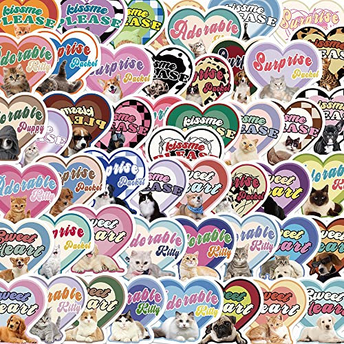 Retro Love Stickers for Laptop (49 PCS),Gift for Children Teens Adults Girl Boys,Waterproof Stickers for Water Bottle,Cat Vinyl Stickers for Scrapbook,Skateboard,Bike,Phone,Dairy