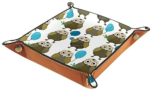 Eule Ballon Rolling Dice Games Tray Faltbare Schlüssel Münzen Süßigkeiten Aufbewahrungsbox Leder Quadratische Schmucktabletts