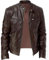Veste en cuir PU pour homme, noir, couleur unie, blouson de motard, chaud, coupe-vent, avec poches, pour les sports de plein air, style vintage, marron, XXL