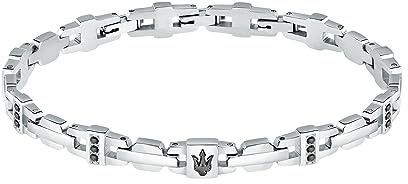 Maserati Herrenarmband aus Edelstahl, Edelsteine, schwarzes IP, Iconic Collection JM423AVD17