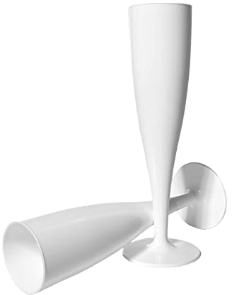 ProductPro 20 x White Plastic Prosecco Flutes - 175ml Capacity