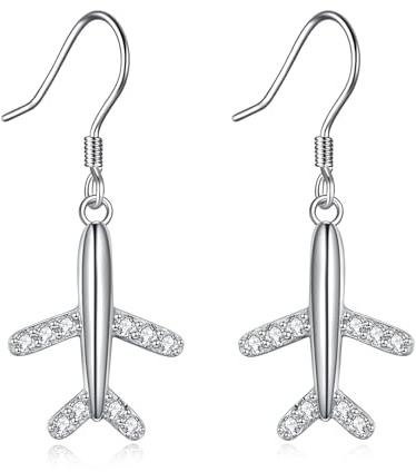 Flugzeug Ohrringe 925 Sterling Silber Flugzeug Ohrringe Hängend Flugzeug Schmuck Luftfahrt Geschenke für Damen Mädchen Stewardess Piloten