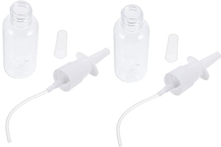 Nasenspülflasche 20ml aus Kunststoff mit Deckel | Unterwegs und Reisen, Transparente Oberfläche, Abnehmbare Düse, Reinigt Sekret, 2 Stück