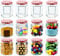 Trendi Glass Storage Jars with Lids – Set of 12 | 280ml Airtight Glass Containers | Hexagonal Jar | Screw Top with Gingham Lids & Labels | Ideal for Pickles, Chutney, Fruits, Oats & Jams