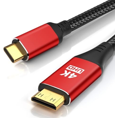 4K USB C to Mini HDMI cable 1.5M, supports 4K@30Hz, 2K@60Hz, high-speed Type-C to Mini HDMI one-way cable, suitable for: Steam Deck, ROG Ally, laptops, MacBook, KYY, ARZOPA, MNN portable monitor