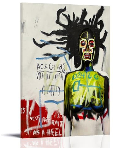 GAJUYL Jean-Michel Basquiat Poster, Graffiti-Kunst-Serie, Poster, Straßenkunst, ohne Titel, Leinwanddruck, dekoratives Gemälde (9203), Rahmen, 60 x 90 cm