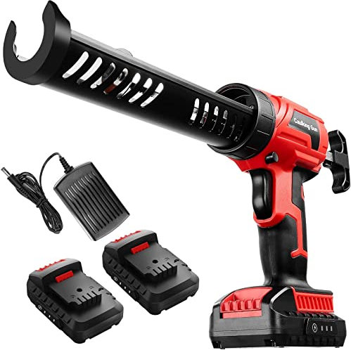 20V Li-ion Cordless Caulking Gun - Battery Powered Electric Caulk Gun for Cartridges & Sausages 10oz/300ml, Sealant Adhesive Gun with Nozzles