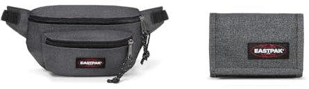 Eastpak Doggy Bag Sac Banane, 27 L - Black Denim (Gris) & Crew Single Portefeuille, 27 L - Black Denim (Gris)