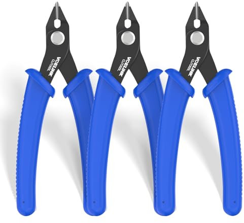 VCELINK Pince Coupante Precision, Mini Pince Coupante Modelisme Convient pour la Réparation de l'Industrie Électronique, Traitement de Bijoux, Fabrication de Modèles DIY, 129mm Bleu Lot de 3