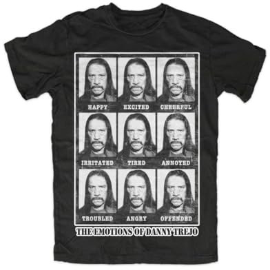 KOLITY Danny Trejo Emotions T-Shirt Machete Planet Terror Grindhouse Black S