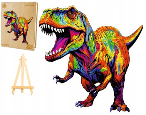 PASJO - Holzpuzzle Erwachsene mit Dinosauriermotiv 230 Teile 35x34,3 cm - Geschenkidee für Kinder - Holz Puzzle Dinosaurier - Einzigartige Tierförmige Holz-Puzzle - Jigsaw aus Holz für Erwachsene