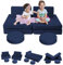 MeMoreCool Spielsofa für Kinder, Modulares Sessel Couch für Kuschelecke Kinderzimmer, Schlafsofa, 8-teiliges Kinder Sofa Spielset, Schaumstoff Sofa Bed mit Schlaffunktion für Mädchen Jungen, Navy