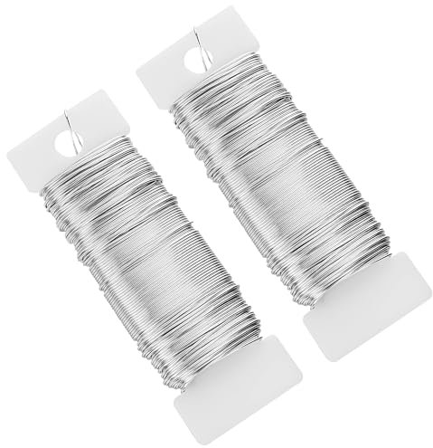 2 Rolls x 38 Yard Silver Florist Wire for Wreath Making - 22 Gauge Floristry Wire for Flower Arrangements and Crafts