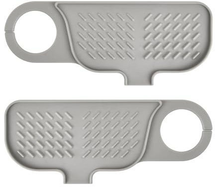 volumoon Tapis de Robinet, Tapis d'évier, Patchwork Plateau Anti-Gouttes pour Poignée de Robinet,Tapis de Drainage pour Cuisine, Protection Anti-éclaboussures en Silicone pour évier de Cuisine (Gris)
