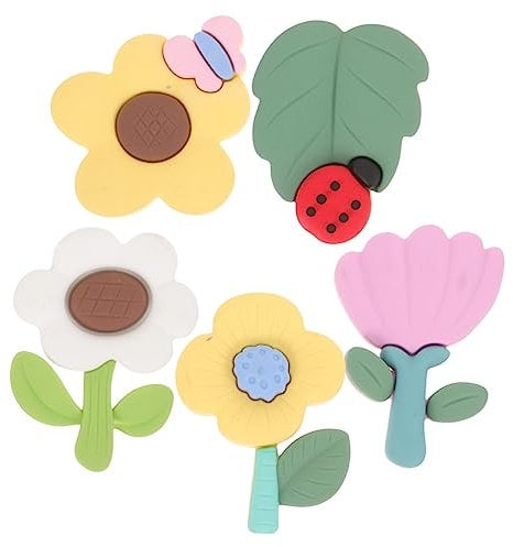 Gatuida 5pcs Cute Flower Shape Refrigerator Magnets Rubber Locker and Whiteboard Decor Adorable Design for Home Kitchen Office and Classroom