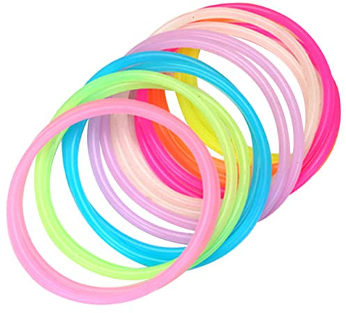 PHENOFICE 50 Pezzi braccialetti luminosi alla rinfusa bracciali luminosi braccialetto neon braccialetti LED braccialetti di gelatina Decorazioni per feste anni '80 Gel di silice