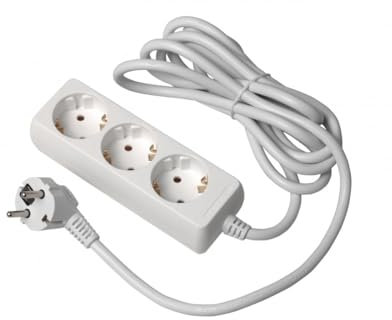 GTV Prolunga domestica con 3 prese Schuko, lunghezza 3 m, carico massimo 3500 W, spina europea, durevole e sicuro