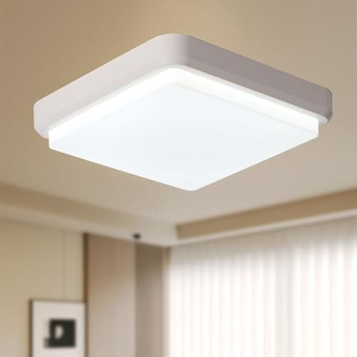 NUODIFAN LED Deckenleuchte,20W Deckenlampe Flach,6500K Wasserfest IP54 Badzimmer Deckenlampe 2000lm für Flur,Schlafzimmer 30cm