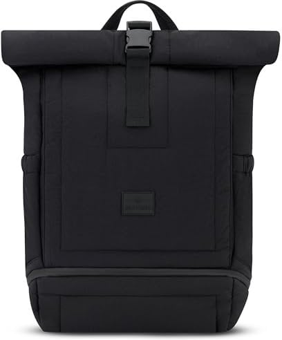 Johnny Urban Rolltop Rucksack Damen & Herren Schwarz - Kyle - Puffy Tagesrucksack mit Laptopfach für Uni Arbeit Reise - Laptop Backpack aus Nylon - Wasserabweisend