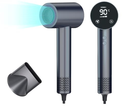 Ionen Föhn Haartrockner,1500W Professioneller Fön Haartrockner 3 Geschwindigkeits und 4 Hitzeeinstellungen,300 Million Negativ Ionen Fön Hair Dryer mit Konzentratoren für Reise Zuhause Salon(Grau)