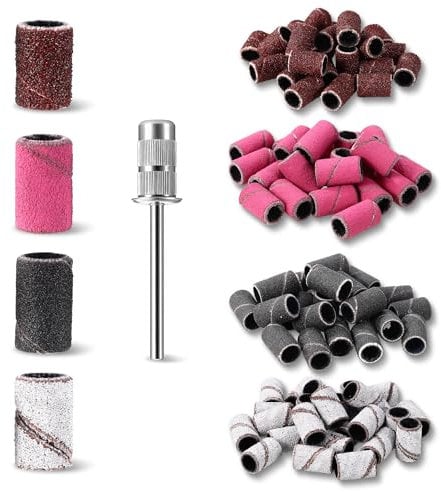 100 Stück Schleifkappen Nagelfräser, Schleifhülsen Nagelfräser, 80/120/180/240 Grid, Nagelfräser Aufsätze, Nagelfräser Bits, Fräser Nägel Aufsätze für Maniküre Pediküre Nagelpflege