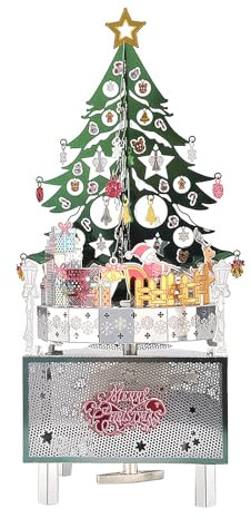 Larcele 3D Metall Puzzle Rotierende Spieluhr Kits DIY Montage Weihnachtsbaum Modellbau Spieluhr für Haus und Büro Dekoration BYHPZ-01