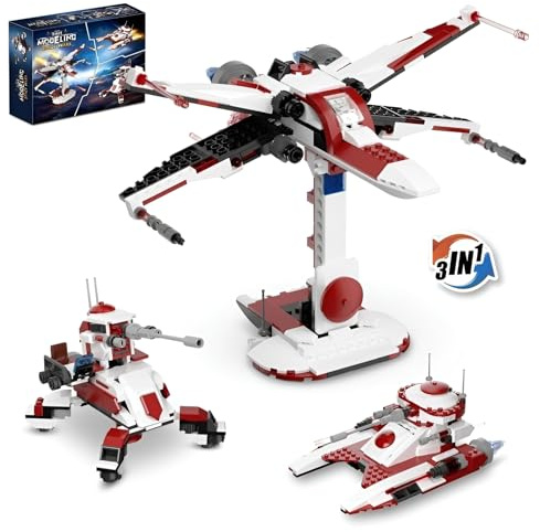 Technik Space Wars Bausteine, 3 in 1 Space Raumstation Klemmbausteine Bauspielzeug, Shuttle Bausteine Modell Spielzeug, Geschenk für Jungen und Erwachsene, 314 Teile