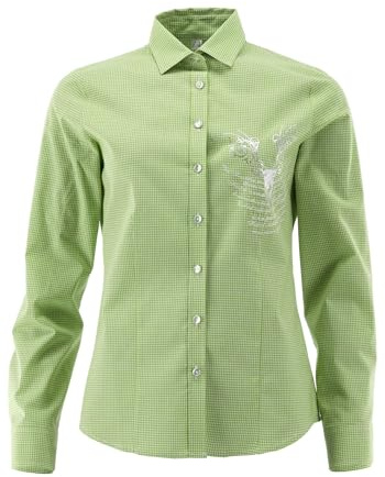 OS Trachten Damen Bluse Langarm Trachtenbluse mit Liegekragen Jetea