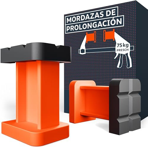 Presch Ganasce di estensione 2 pz - Per i morsetti falegname Presch con forza di serraggio di 75 kg - Con struttura a griglia per una presa sicura - Fibra di vetro resistente per lunga durata