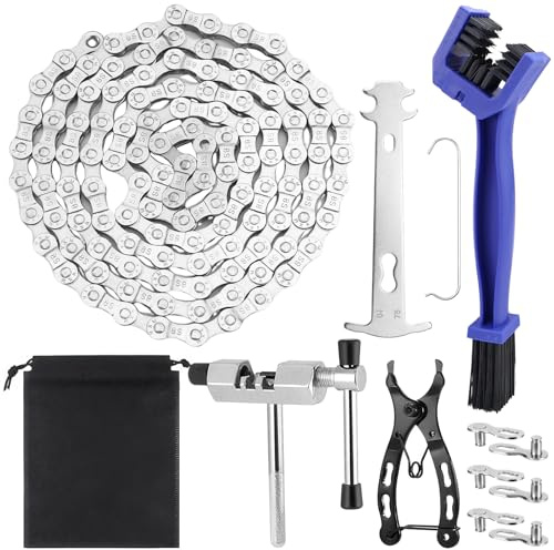 UVVRUR Bicycle Chain 6/7/8 Speed Bicycle Chain Tool Links with Chain Remover and Bicycle Chain Link 3 Pairs Chain Lock with Chain Breaker and Chain Tester for Road Bike Mountain Bike etc