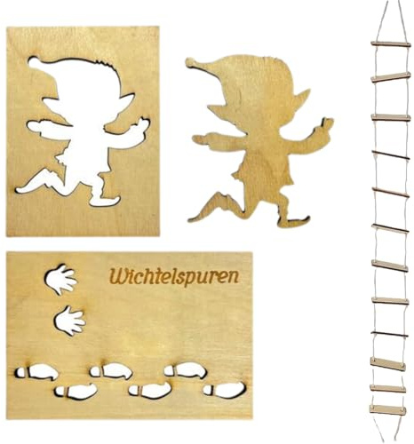 HQRKOTM 1 Pezzi Porta degli Elfi di Natale,elfo stencil impronte,stencil finestra elfo,elfo dispettoso,scaletta da lavoro a forma di gnomo,impronte di elfo,per pavimenti,finestre(D).