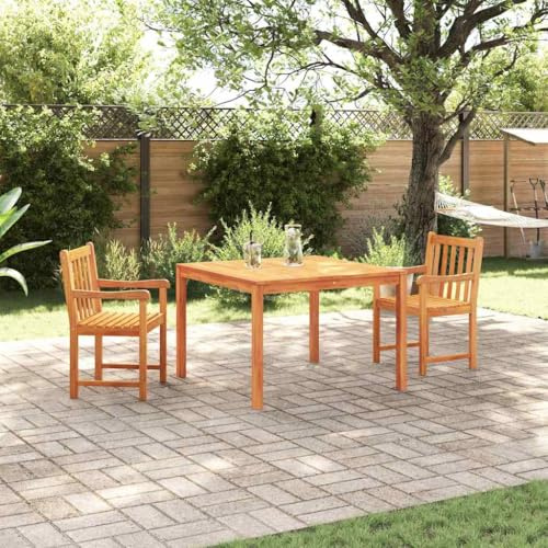 QJBSAVVA Garten Essgruppe 3 TLG Akazie Holz Braun 50 cm breit Höhenverstellbar Moderne Balkonmöbel mit Gestell aus Stahl Robuste Sitzgruppe Outdoor für Balkon Terrasse und Garten