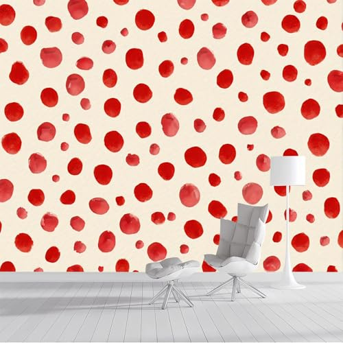 Fototapeten Rote Punkte 200x140cm, Aquarellstil Seidee Seide Tapete, Moderne Wandtapete Dekoration Für Kinderzimmer Babyzimmer
