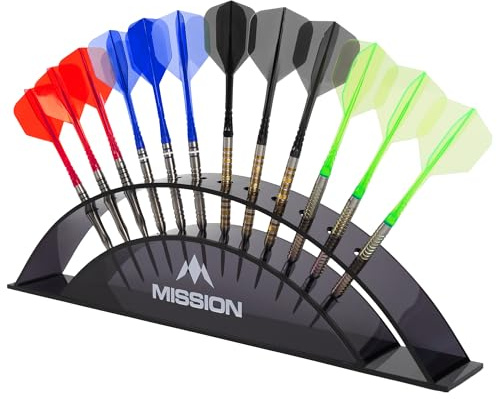 Mission Darts | Darts Station 12 | Holds 12 darts | Acrylic Darts Display Arc | Multiple Colours Available.