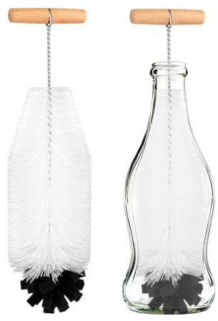 Stalora Flaschenbürste für Sodastream & Co., 35 cm Spülbürste für Glas- und Kunststoffflaschen, Thermoskanne, Trinkflasche - Mit Harten Borsten & Weichem Schwamm - Reinigt Tief und Schonend