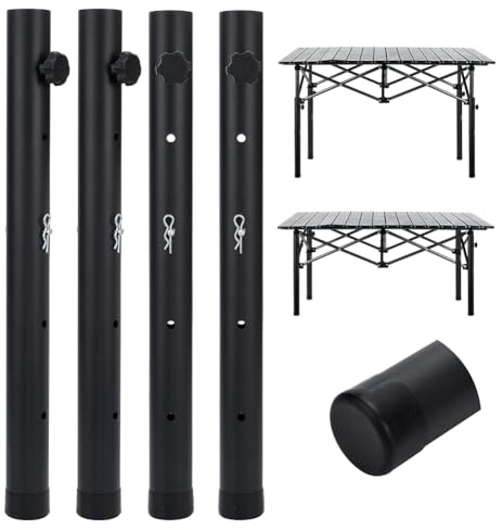 PH PandaHall 4 Pack Rallonges de Pieds de Table Pliantes 44x4cm Rehausseurs de Table Réglables pour Pieds de Bureau Meubles et Décoration de Salle à Manger et de Bureau à Domicile, Noir