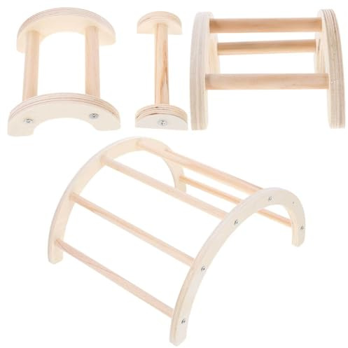 ULTECHNOVO Wooden Chicken Ladder and Perch Set 4Pcs with Training Arch for Hens and Poultry Pet Birds in Cage