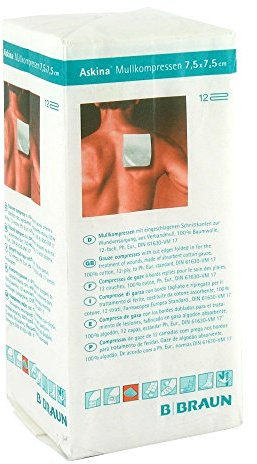 Askina Mullkompressen 7,5X7,5 cm Unsteril 12Fach, 100 St