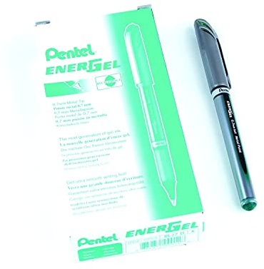 Pentel 0.7 mm Energel Plus Roller Gel Pen - Green (Pack of 12 Pens)