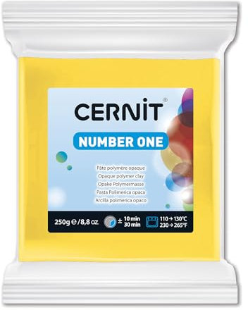 CERNIT CE0900250700C - Un Pain de Pâte Polymère Number one - Pâte à Modeler à Cuire - Couleur jaune - Bloc de 250 g