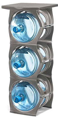 Hydrate Direct U Bottle Storage Rack for Water Cooler | Modular | Space-Saving | Silver | THREE Bottle Rack With Shelf